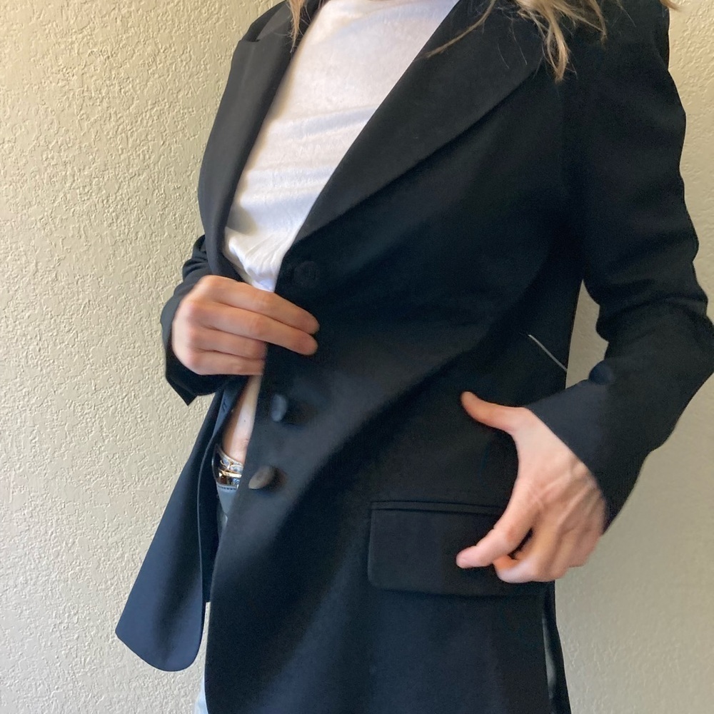 1980's Vintage David Hayes boxy black jacket size 12 - Picture 3 of 8